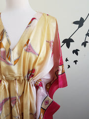 Vintage Silk Kaftan Long -Abstract Floral