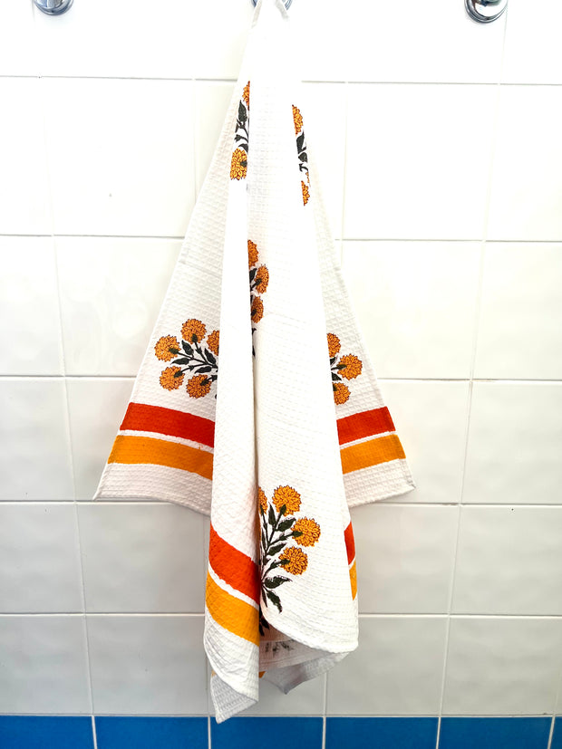 Orange Flora Bath Towel