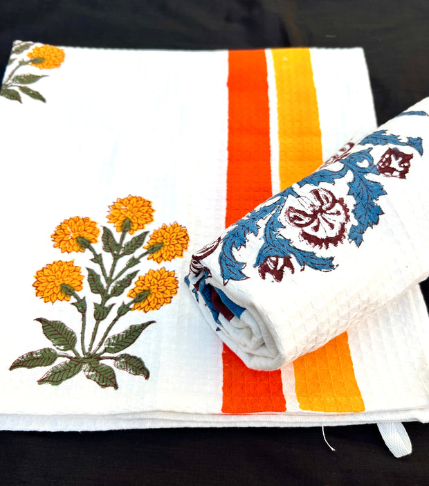 Orange Flora Bath Towel