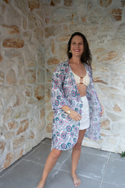 Pink Floral Short Kimono Robe