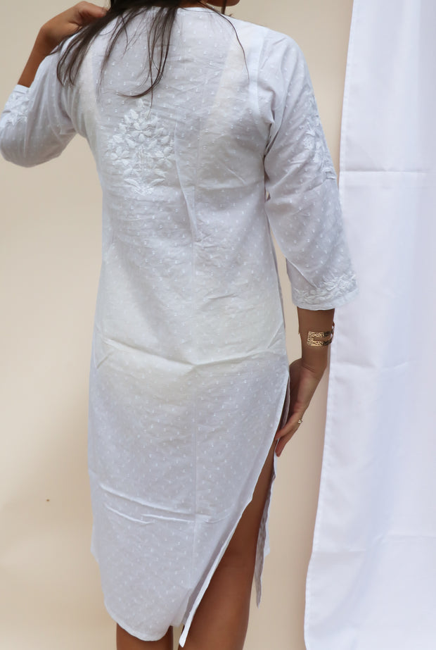 Priya - White Cotton Long Tunic