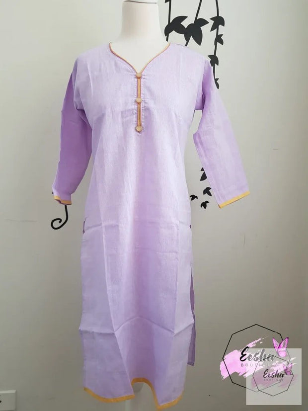 Indian Khadi Kurta Kurti Purple Tunic - S Size